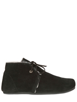 PETER NON - SCARPE STRINGATE IN CAMOSCIO ED ECO PELLICCIA - NERO