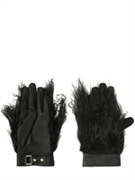 GARETH PUGH - MONGOLIAN FELL UND LEDER HANDSCHUHE - SCHWARZ