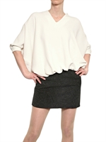 JAY AHR - JERSEY AND LAMINATED LEATHER DRESS - WHITE/BLACK