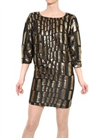 JAY AHR - SILK BROCADE DRESS - BLACK/GOLD