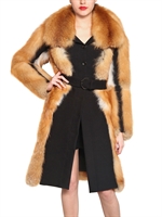 VIKTOR&ROLF - WOOL CLOTH & RED FOX FUR COAT - BLACK/TAN