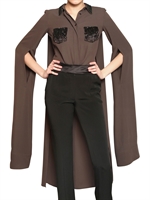 VIKTOR&ROLF - EMBROIDERED SILK CREPE DE CHINE SHIRT - BROWN