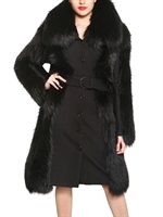 VIKTOR&ROLF - WOOL CLOTH & RACCOON FUR COAT - BLACK