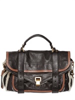 PROENZA SCHOULER - PS1 MEDIUM SHEARLING AND LEATHER SATCHEL - BLACK