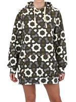YVONNE S - MAXI PRINT HOODED FLEECE DRESS - GREEN/WHITE