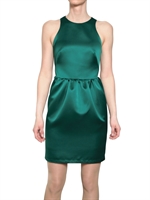 MSGM - TECHNO DUCHESSE SATIN DRESS - EMERALD