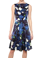 ERDEM - BEDRUCKTES SEIDEN SATIN KLEID - MULTI BLAU