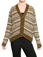 N°21 - COTTON LACE ON ALPACA JACQUARD CARDIGAN - KHAKI