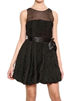 BLUGIRL - 3D TECHNO CHIFFON ON NET DRESS - BLACK