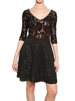BLUGIRL - EMBROIDERED WOOL LACE DRESS - BLACK
