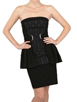 DAVID KOMA - SILK JACQUARD & TECHNO JERSEY DRESS - BLACK