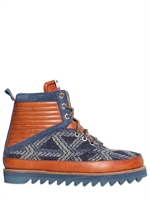 VOLTA FOOTWEAR - WASHED LEDER STIEFEL MIT WOLL EINSÄTZEN - BRAUN/BLAU