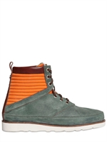 VOLTA FOOTWEAR - GEWACHSTE LEDER STIEFEL MIT NYLON EINSÄTZE - GRÜN/ORANGE