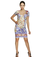 ROBERTO CAVALLI - BEDRUCKTES LYCRAKLEID - MULTI