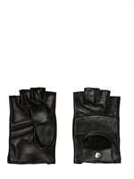 MARIO PORTOLANO - FINGERLOSE HANDSCHUHE AUS PERFORIERTEM LEDER - SCHWARZ