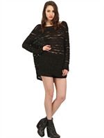 ANN DEMEULEMEESTER - GESTREIFTES STRICKKLEID AUS VISKOSE - SCHWARZ