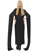 ANN DEMEULEMEESTER - SILK GEORGETTE ON VISCOSE LONG DRESS - BLACK