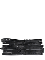 ANN DEMEULEMEESTER - CINTURA A VITA ALTA IN PELLE MULTI FIBBIE - NERO