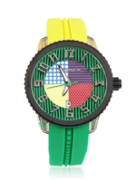 TENDENCE - CRAZY MEDIUM UHR - GELB/GRÜN