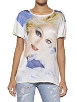 DOLCE & GABBANA - MADONNA SILK SATIN COTTON JERSEY T-SHIRT - WHITE