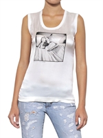 DOLCE & GABBANA - MARYLIN JERSEY TOP AUS SEIDENATLAS & BAUMWOLLE - WEIß