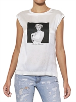 DOLCE & GABBANA - MARYLIN JERSEY TOP AUS SEIDENATLAS & BAUMWOLLE - WEIß