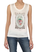 DOLCE & GABBANA - JERSEY TANK TOP AUS SEIDENATLAS & BAUMWOLLE - WEIß