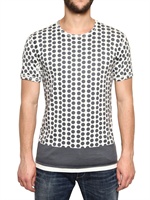 DOLCE & GABBANA - GEPUNKTETES BAUMWOLL-JERSEY T-SHIRT - WEISS/ GRAU