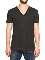 DOLCE & GABBANA - FLECKIGES BAUWOLL JERSEY FLAX T-SHIRT - SCHWARZ/WEIß