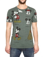 DOLCE & GABBANA - MICKEY MOUSE BAUMWOLL-JERSEY RAYON T-SHIRT - GRÜN