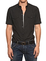 DOLCE & GABBANA - BAUMWOLL JACQUARD KURZARM HEMD - SCHWARZ