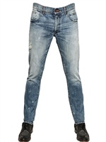 DOLCE & GABBANA - JEANS IN DENIM DESTROYED GOLD FIT 18CM - DENIM CHIARO