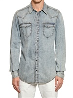 DOLCE & GABBANA - GEBLEICHTES BAUMWOLL DENIM HEMD - HELLBLAU