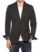 DOLCE & GABBANA - COTTON GABARDINE & DENIM JACKET - NAVY