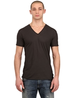 DOLCE & GABBANA - LIGHTWEIGHT JERSEY V NECK T-SHIRT - BLACK
