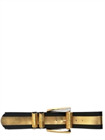 FAUSTO PUGLISI - CINTURA IN PELLE LAMINATA ORO - NERO/ORO