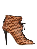 DANIELE MICHETTI - 110MM CARINA WOVEN LEATHER BOOTS - BLACK/TAN