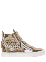 GIUSEPPE ZANOTTI HOMME - SNEAKERS IN CAMOSCIO E PELLE SPECCHIATA - ORO