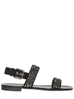 GIUSEPPE ZANOTTI HOMME - STUDDED VELOUR AND LEATHER SANDALS - BLACK