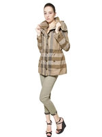 BURBERRY BRIT - PARKA IN NYLON CHECK - BEIGE
