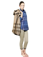 BURBERRY BRIT - CHECKED STRETCH COTTON POPLIN SHIRT - BLUE
