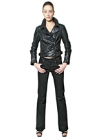 BURBERRY BRIT - NAPPA LEATHER BIKER JACKET - BLACK