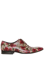GIANNI BARBATO - SCARPE OXFORD IN PELLE STAMPA FLOREALE - DOVE/RED