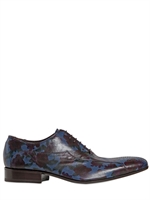 GIANNI BARBATO - SCARPE OXFORD IN PELLE STAMPA FLOREALE - BLU/ROSSO