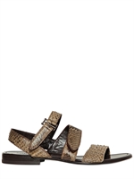 GIANNI BARBATO - MULTI-STRAP PYTHON SLING BACK SANDALS - LIGHT BROWN