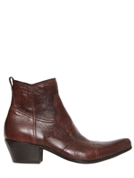 GIANNI BARBATO - WRINKLED LEATHER LOW BOOTS - BROWN