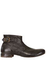 MOMA - WASHED LEATHER LOW BOOTS - BLACK