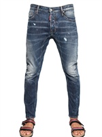 DSQUARED - 17CM TIDY BIKER DENIM JEANS - BLUE