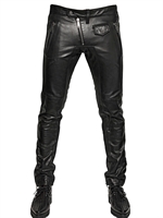 DSQUARED - LEATHER BIKER TROUSERS - BLACK