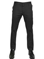 DSQUARED - 16.5CM STRETCH COTTON & LEATHER TROUSERS - BLACK